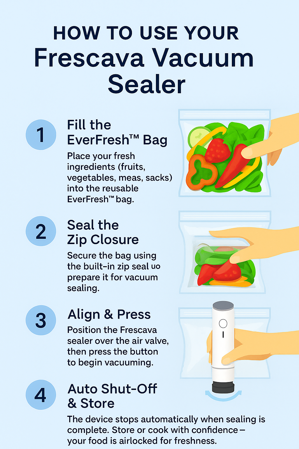 Frescava™ Handheld Vacuum Sealer - Keep Food Fresh 5x Longer